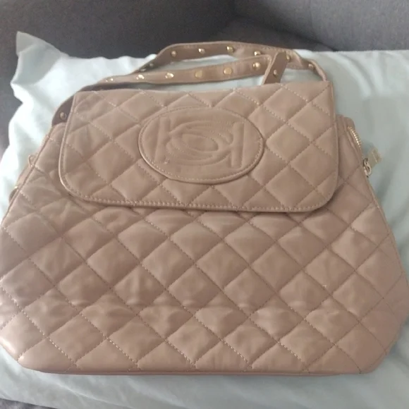 bebe | Bags | Bebe Quilted Tan Designer Backpack | Poshmark display picture 3